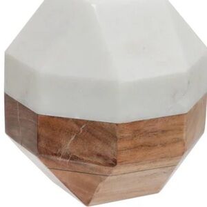 Geometric Marble and Wood Decorative Accent
